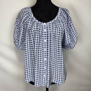 Madewell Puff-Sleeve A-Line Patterned Women's Top Sz Medium in Washed Lavender